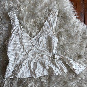 Abercrombie & Fitch navy striped peplum tank